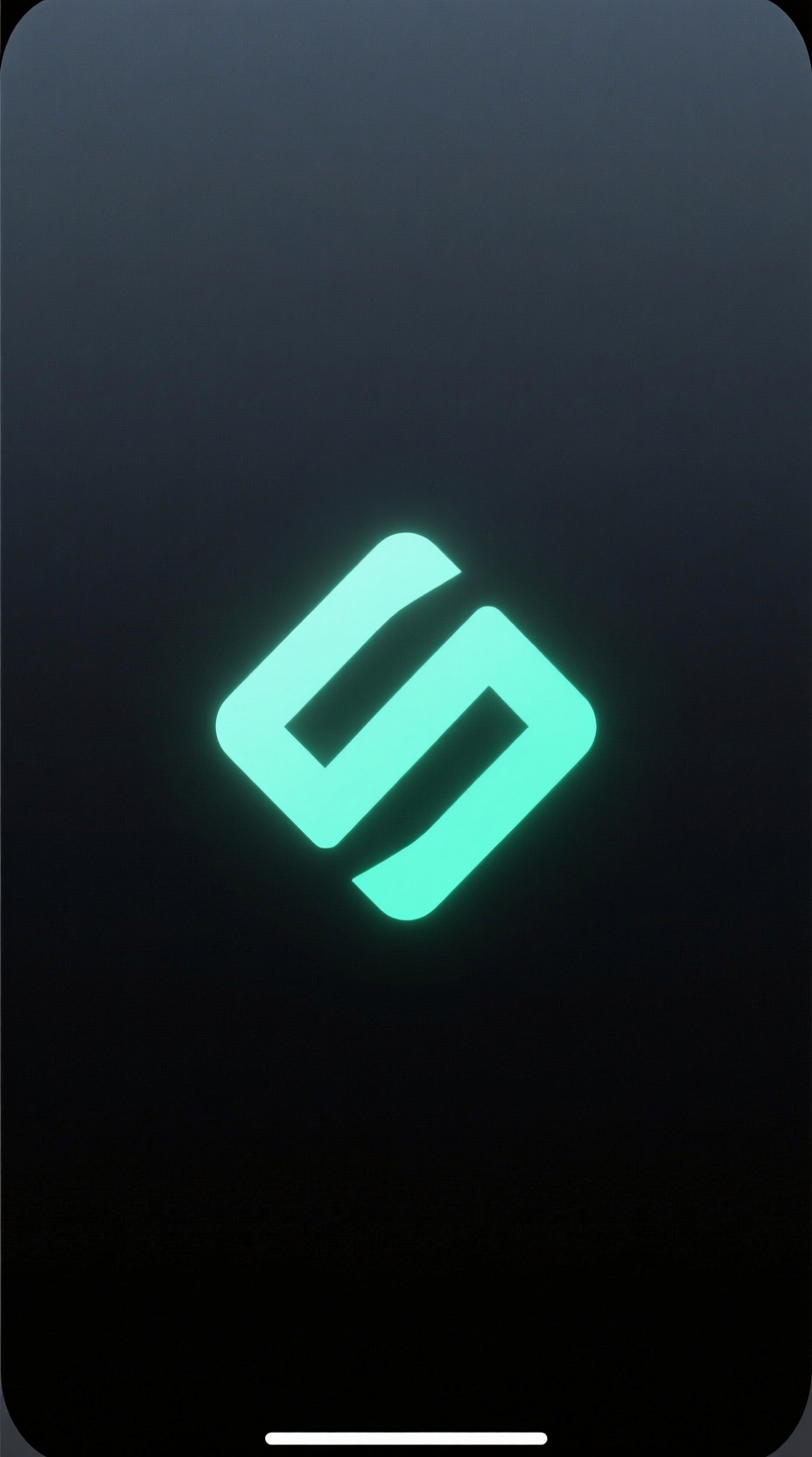 Splash screen specimen for an iOS finance app — minimal logo on dark background, Pixazo AI generated