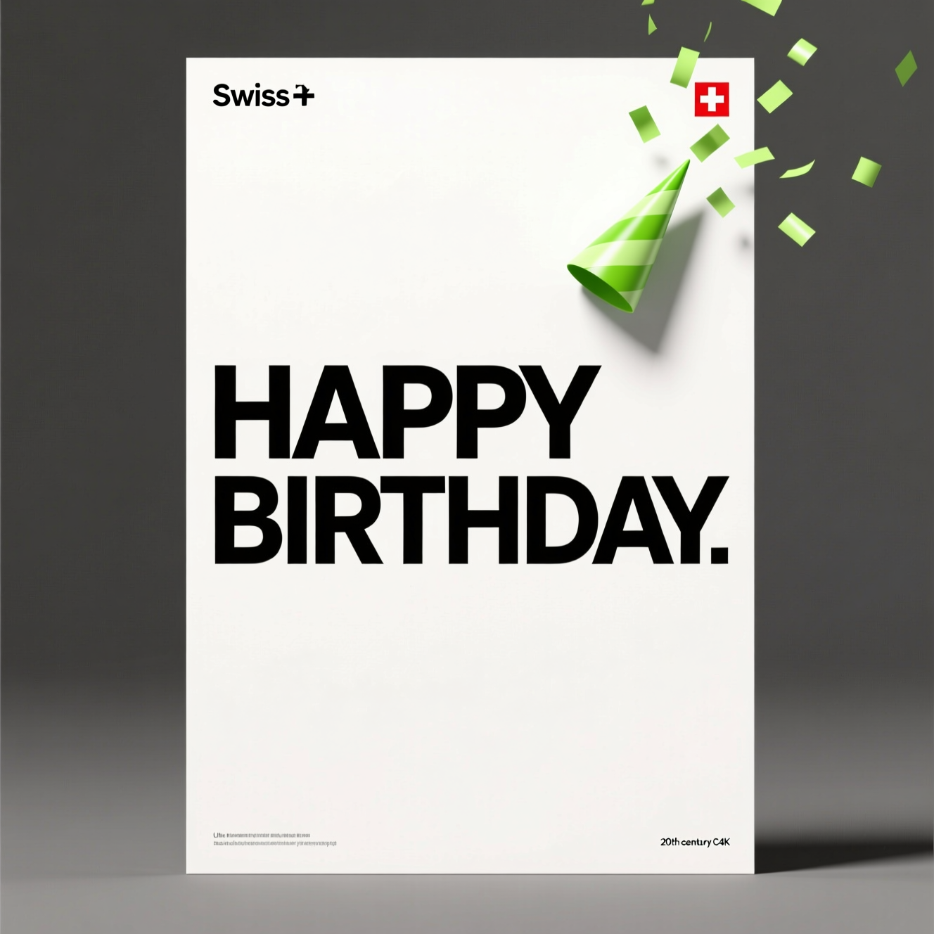 Pôster de feliz aniversário moderno e minimalista com tipografia marcante, feito com a IA da Pixazo